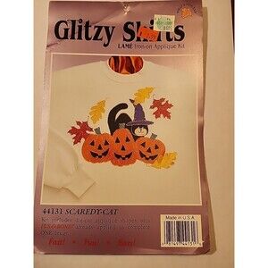 Glitzy Shirts Iron-On Applique Kit New #44131 Fall Scaredy Cat grandma core